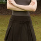 Carly Front Pleat A-Line Belted Mini Skort in Black