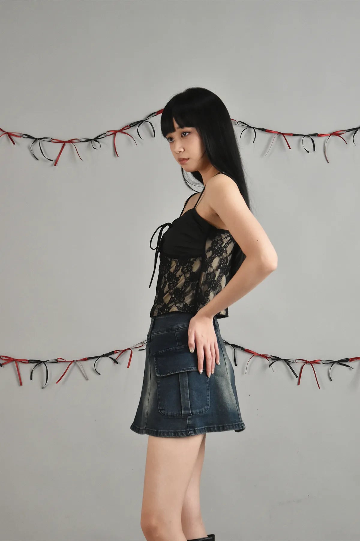 Leah Padded Sweetheart Ribbon Lace Top