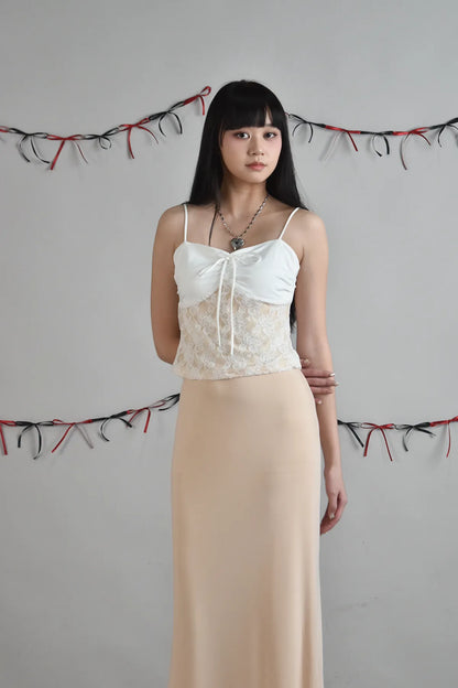 Leah Padded Sweetheart Ribbon Lace Top