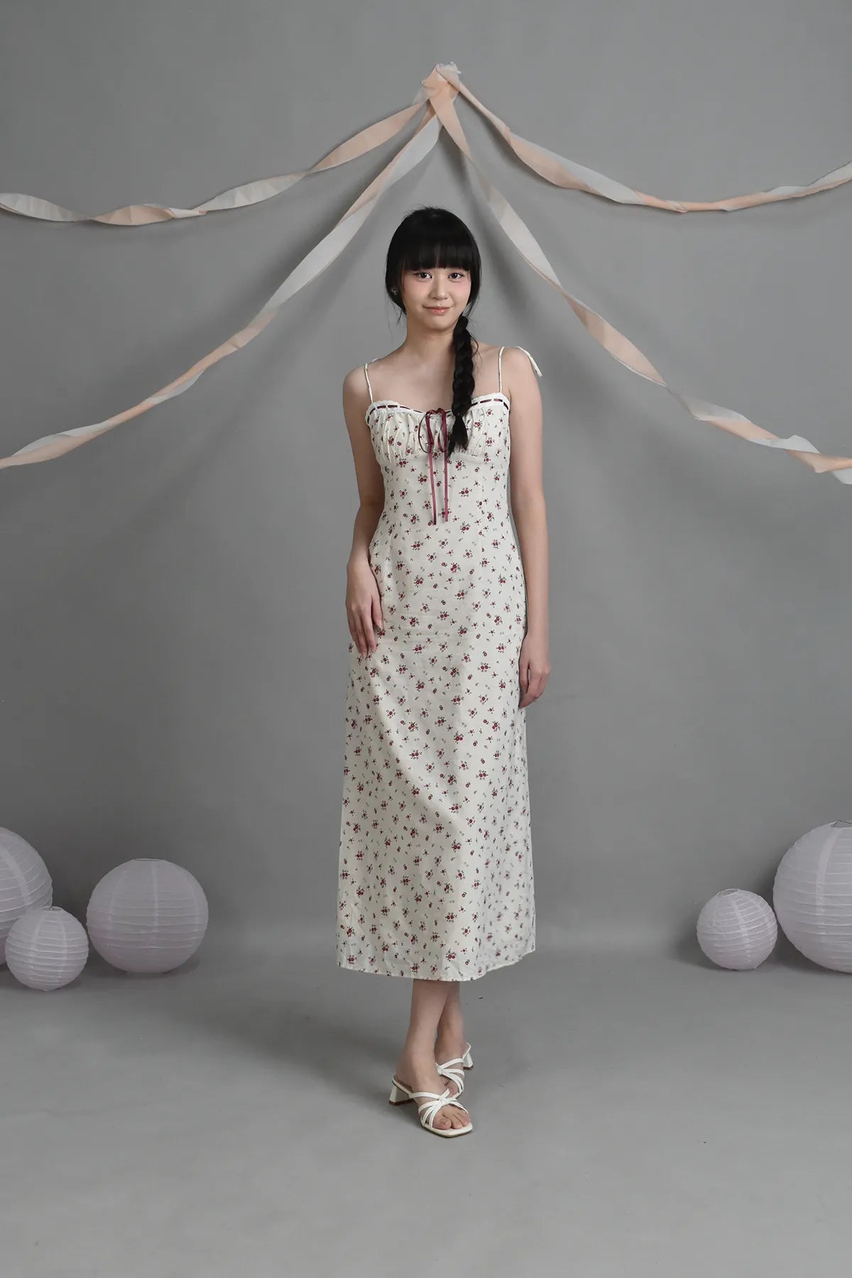 Blossom Anya Lace Ribbon Padded Maxi Dress