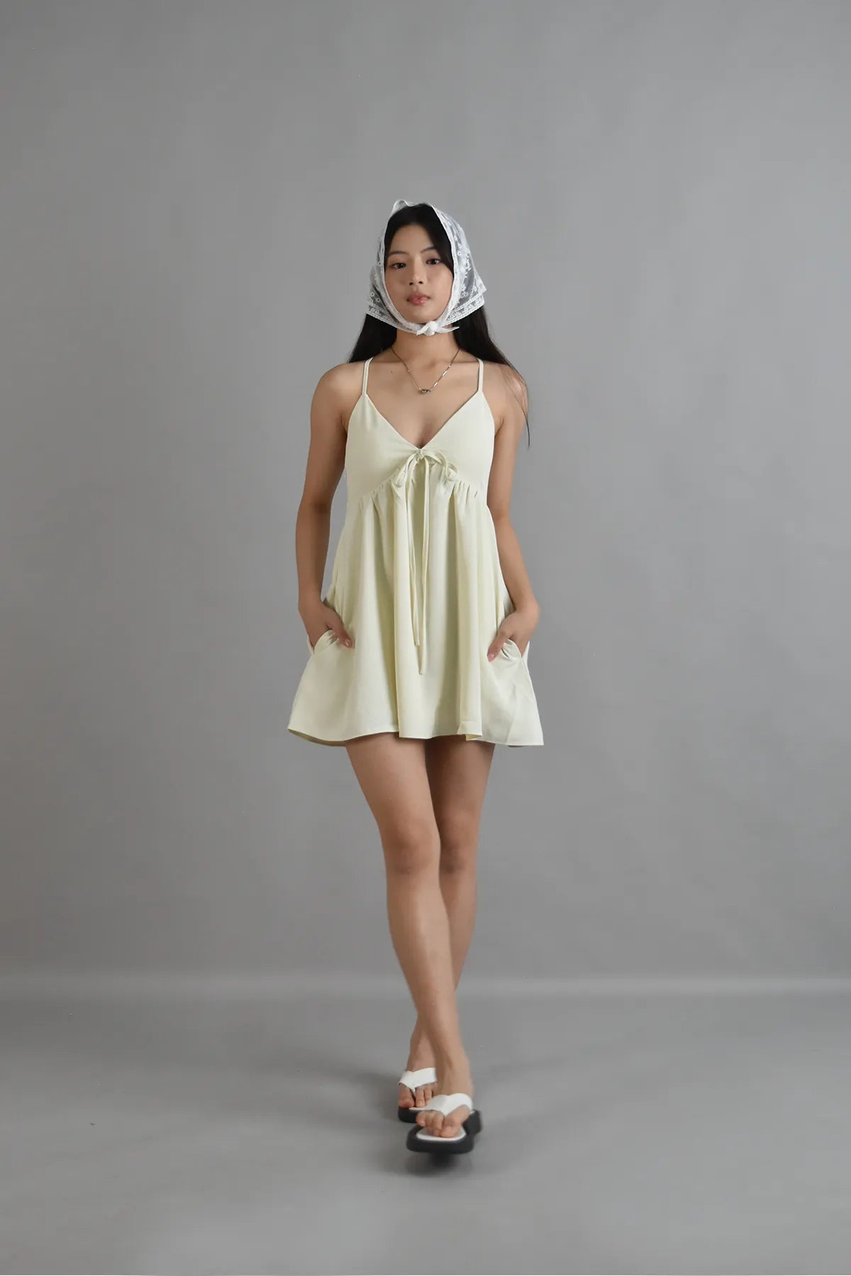 Primrose Babydoll Mini Padded Dress in Cream