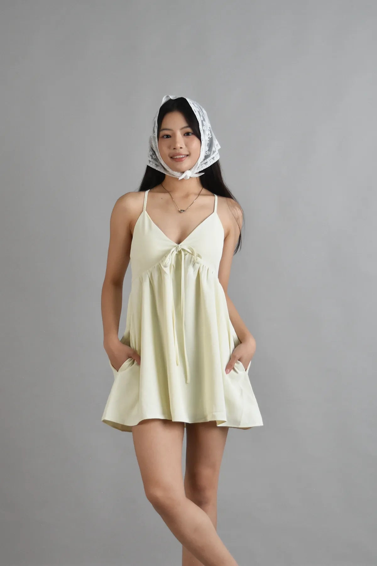 Primrose Babydoll Mini Padded Dress in Cream