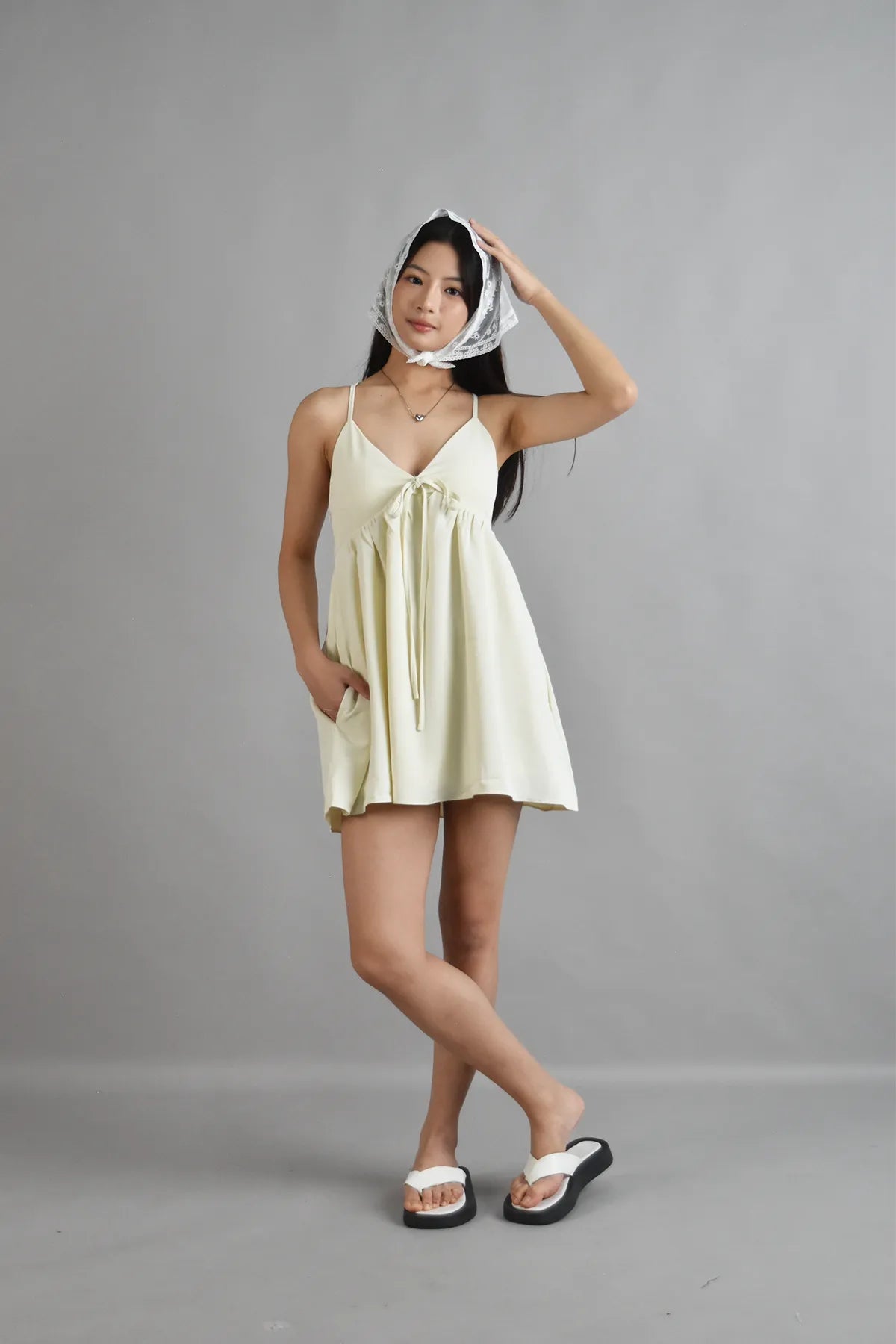 Primrose Babydoll Mini Padded Dress in Cream