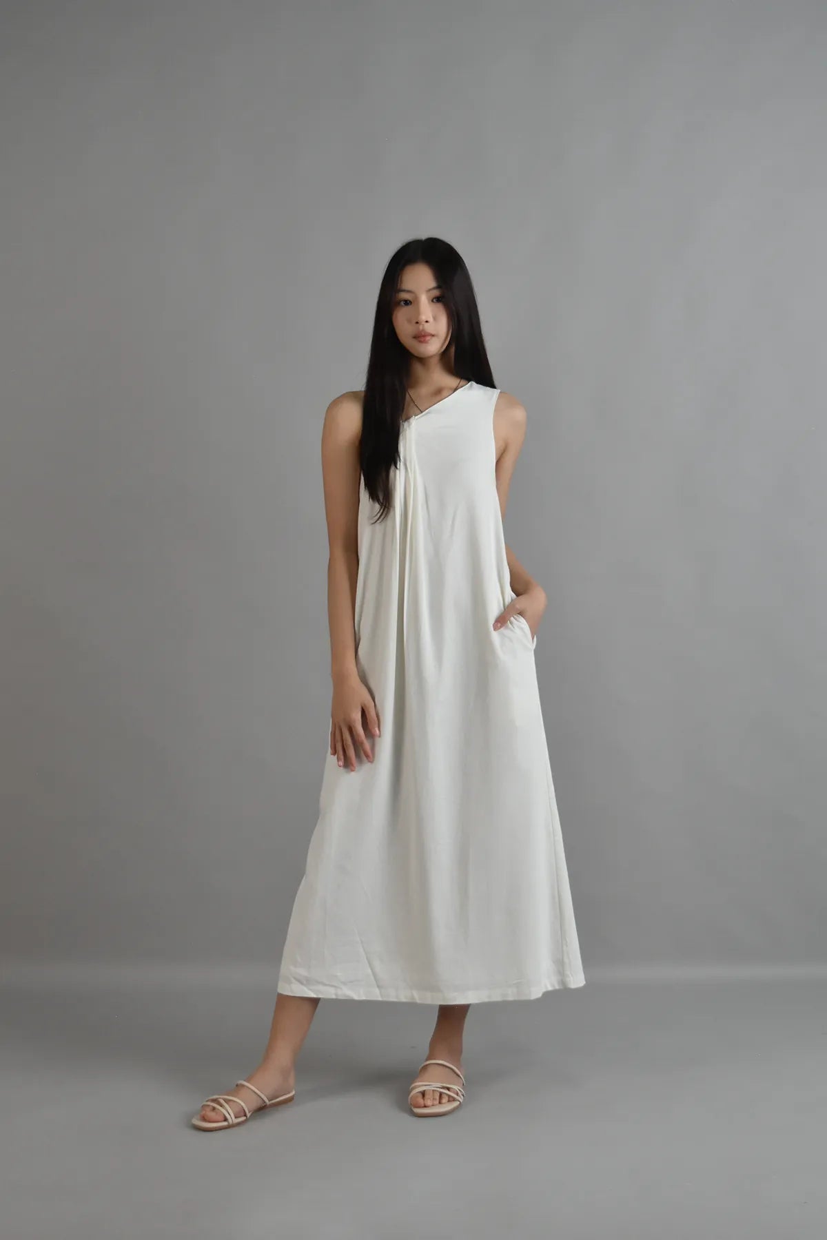 Athena Draped Two-Way Linen Dress