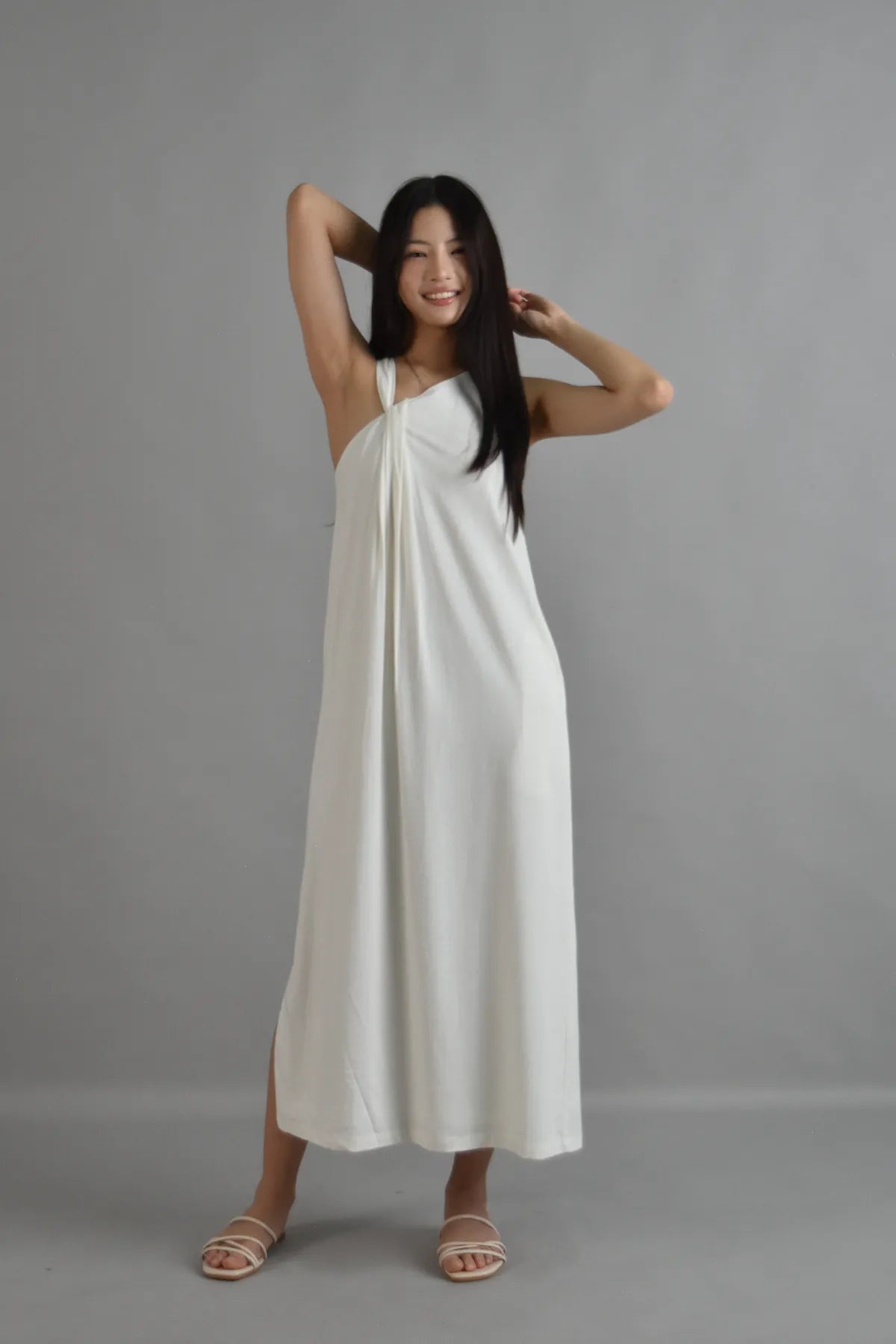 Athena Draped Two-Way Linen Dress