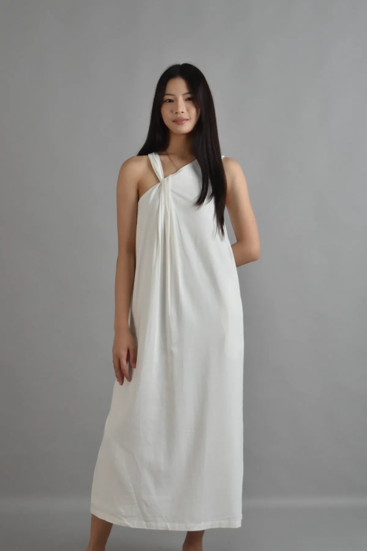 Athena Draped Two-Way Linen Dress