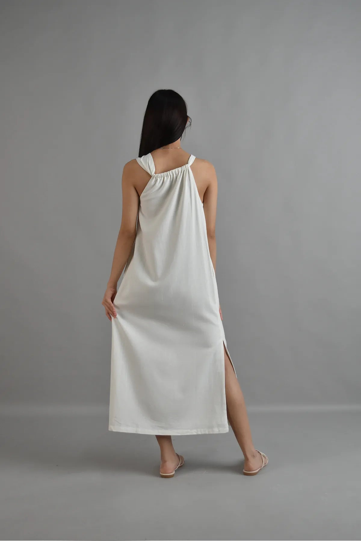 Athena Draped Two-Way Linen Dress