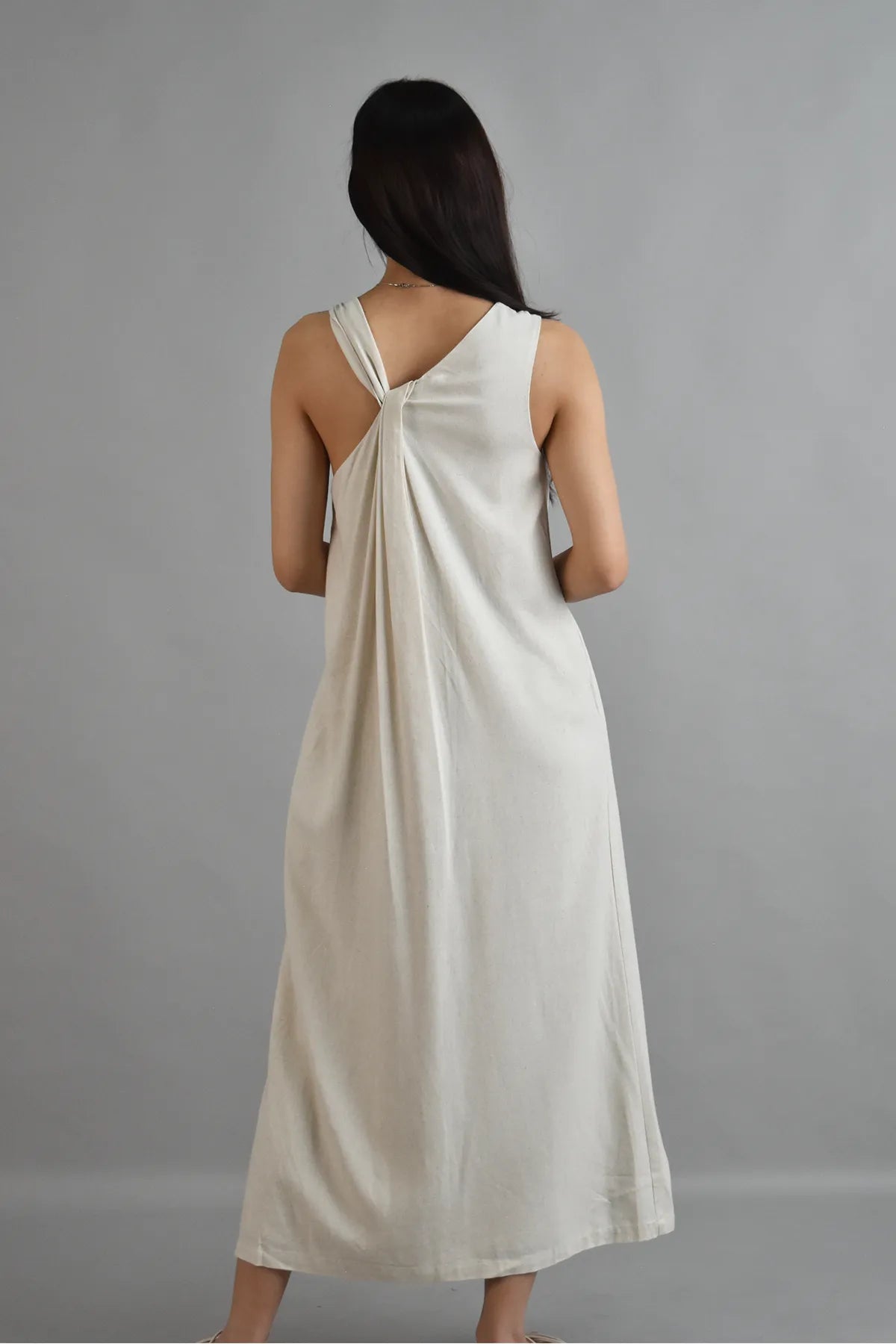 Athena Draped Two-Way Linen Dress