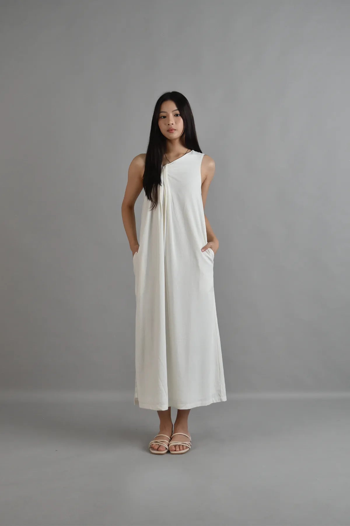 Athena Draped Two-Way Linen Dress