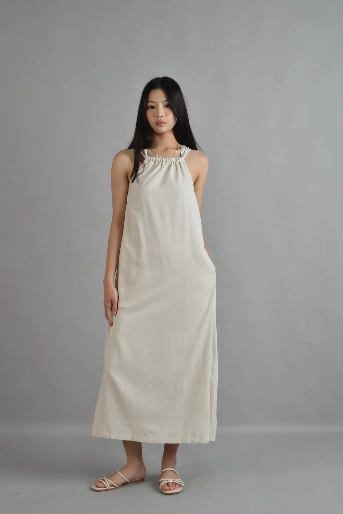 Athena Draped Two-Way Linen Dress