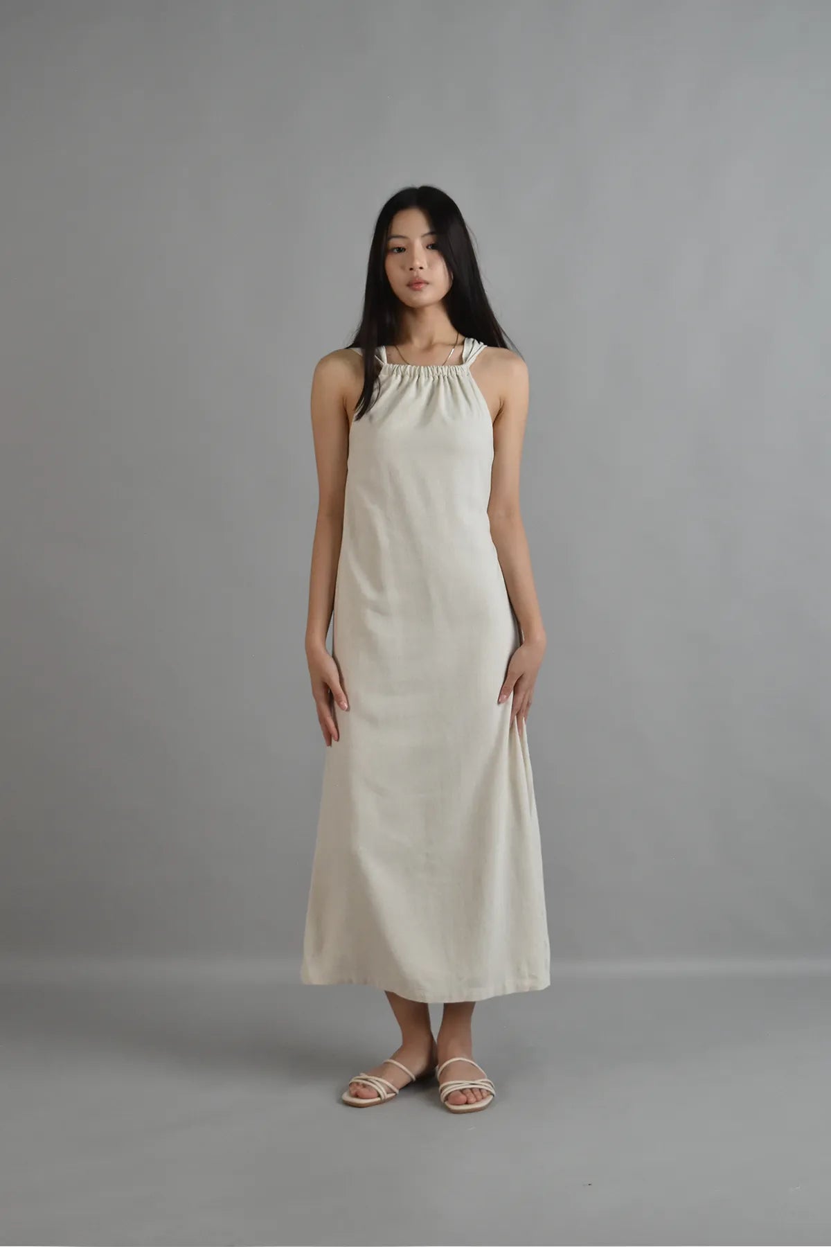Athena Draped Two-Way Linen Dress  LIKKA