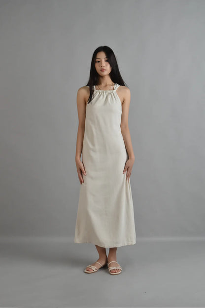 Athena Draped Two-Way Linen Dress