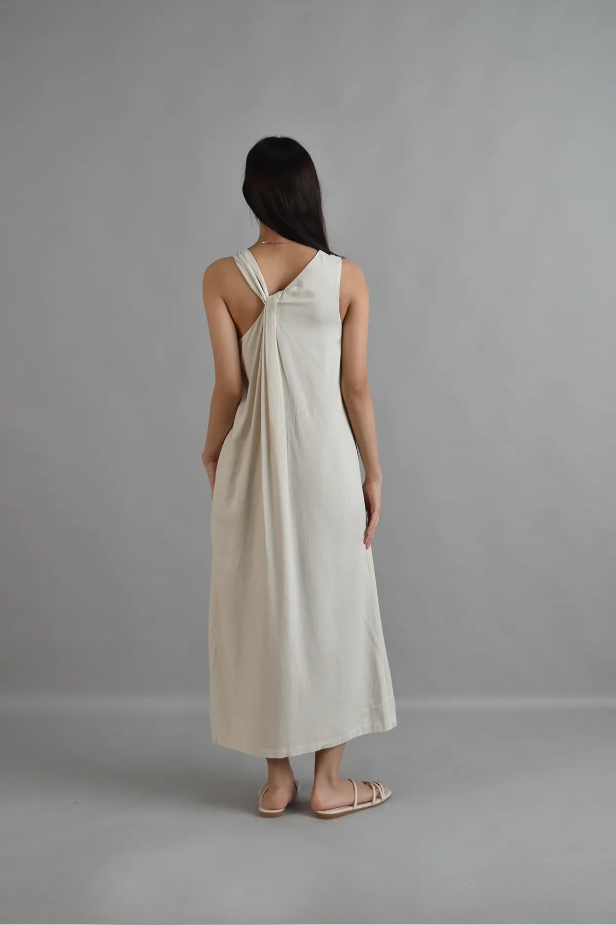 Athena Draped Two-Way Linen Dress