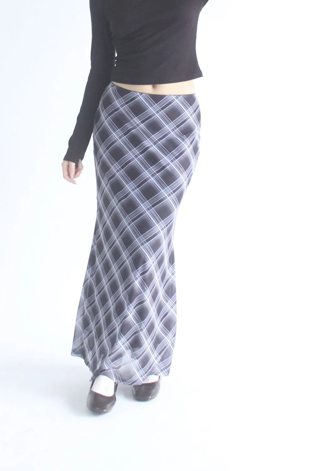 Darcy Elastic Waist Long Plaid Skirt