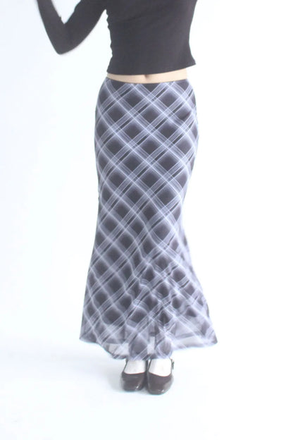 Darcy Elastic Waist Long Plaid Skirt