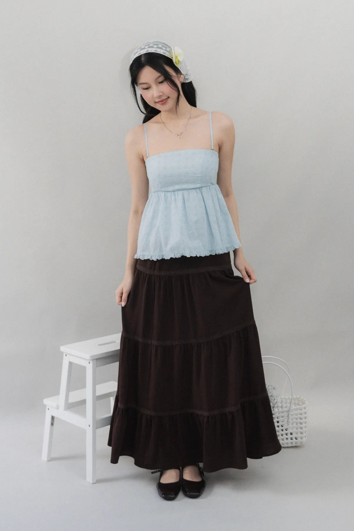 Eden Long Tiered Lace Skirt