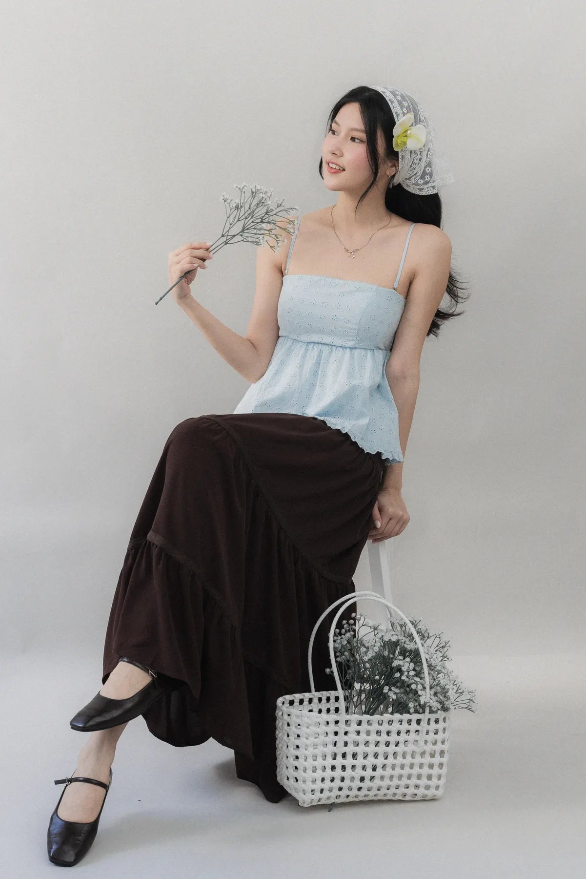 Eden Long Tiered Lace Skirt