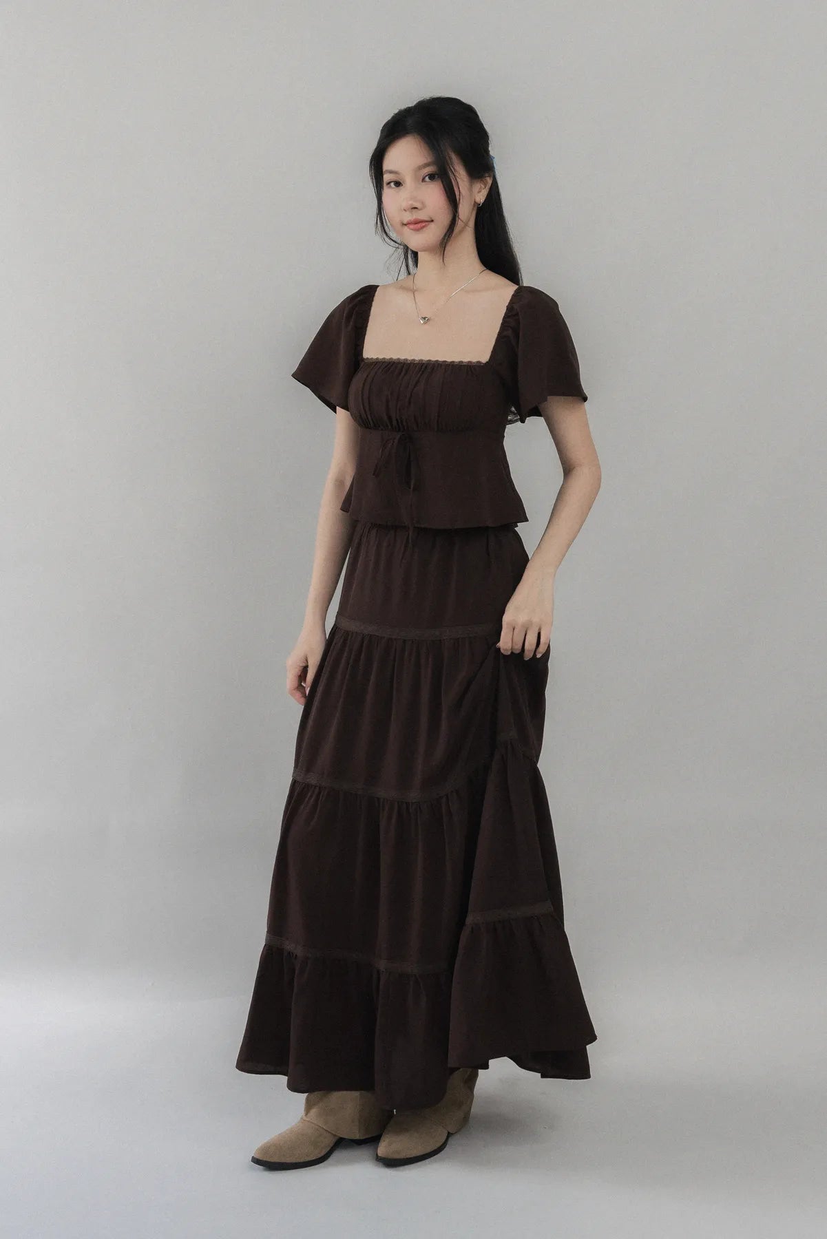 Eden Long Tiered Lace Skirt