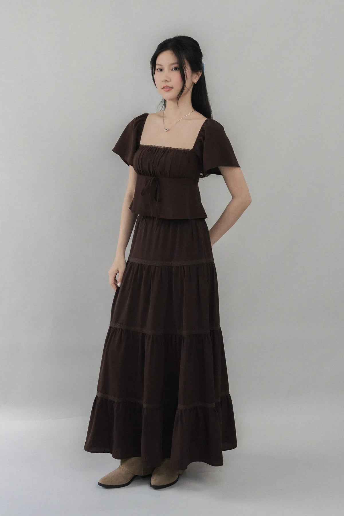 Eden Long Tiered Lace Skirt