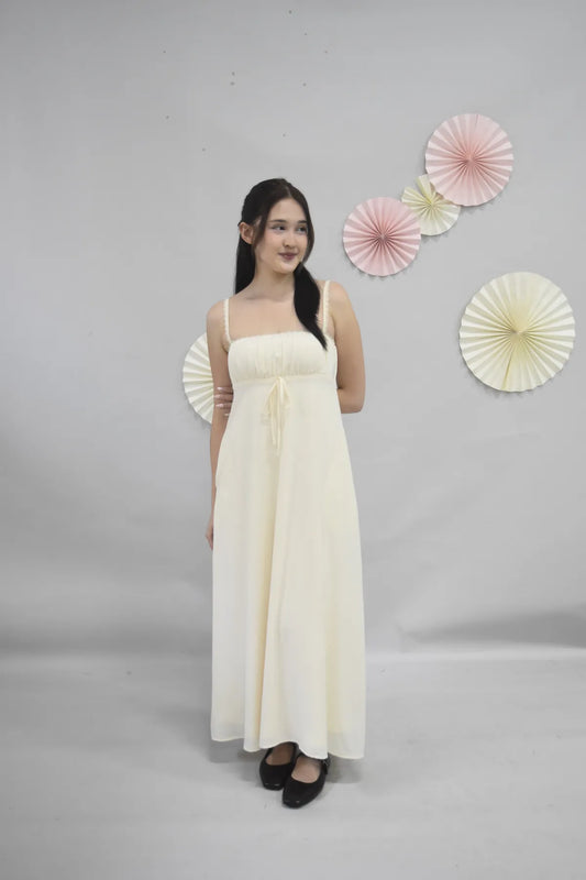 Kate Lace Trim Ribbon Padded Maxi Dress
