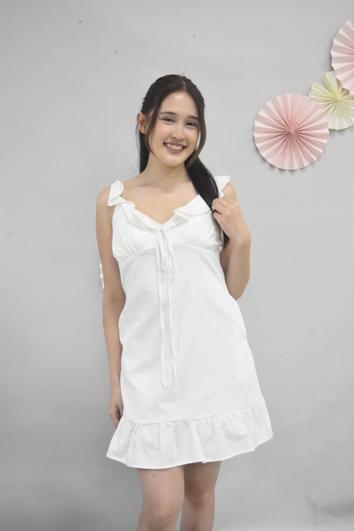 Adelle Ruffle Ribbon Mini Dress