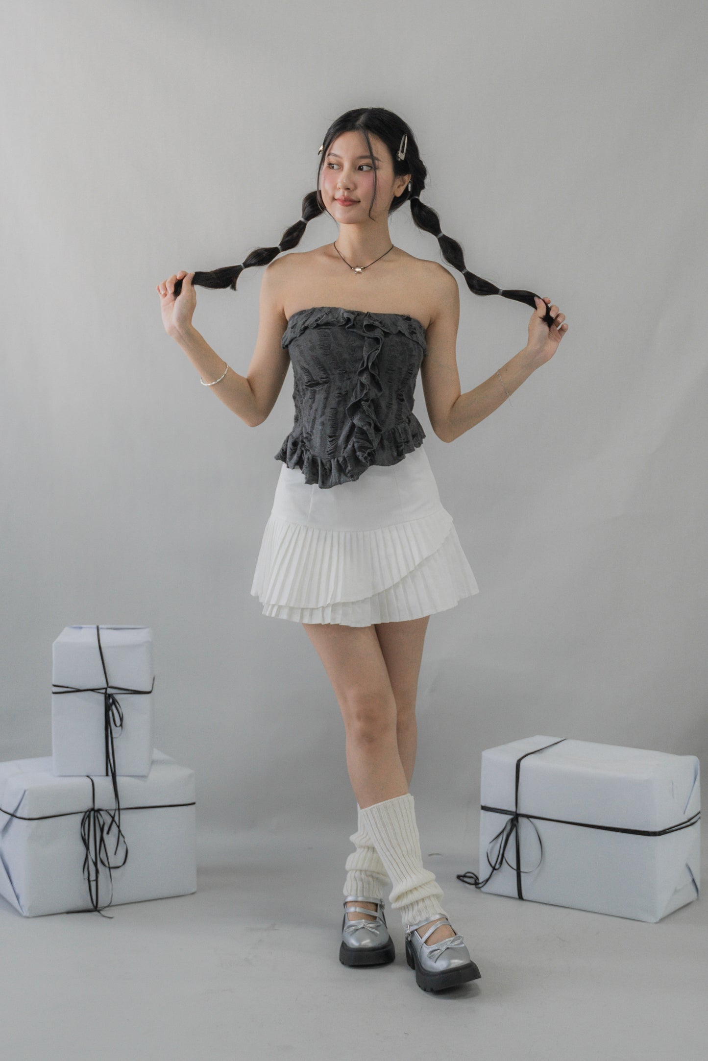 (PREORDER) Denise Distressed Padded Tube Top