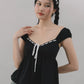Polly Contrast Trim Padded Sleeved Top