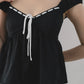 Polly Contrast Trim Padded Sleeved Top