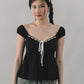 Polly Contrast Trim Padded Sleeved Top