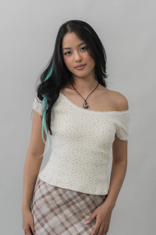 Valerie Pointelle Off Shoulder Short Sleeve Top