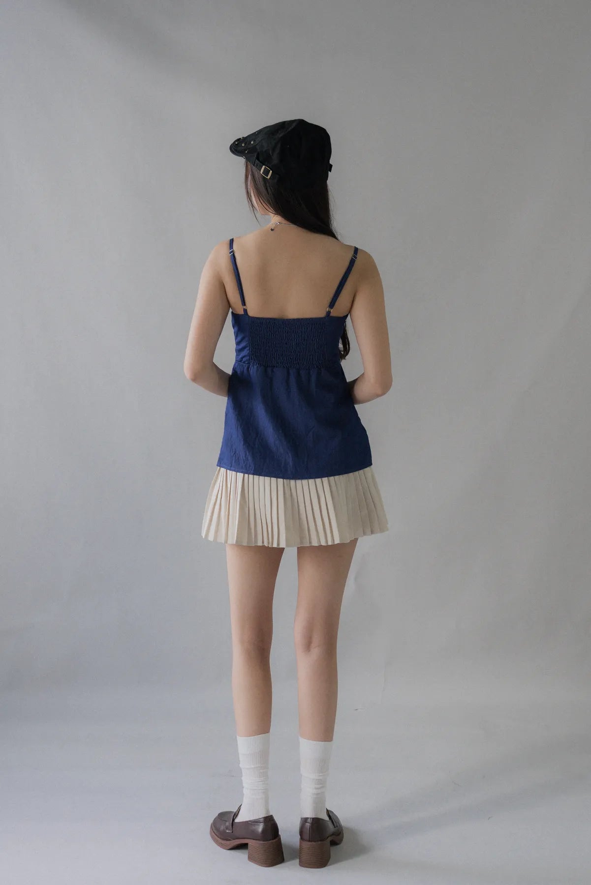 Sydney Scallop Trim Padded Button Tank Top