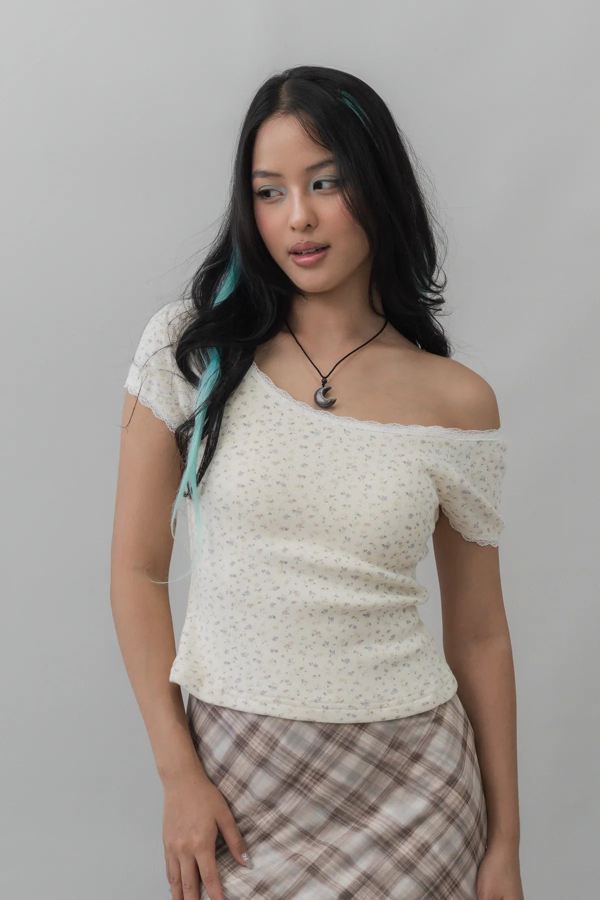 Valerie Pointelle Off Shoulder Short Sleeve Top