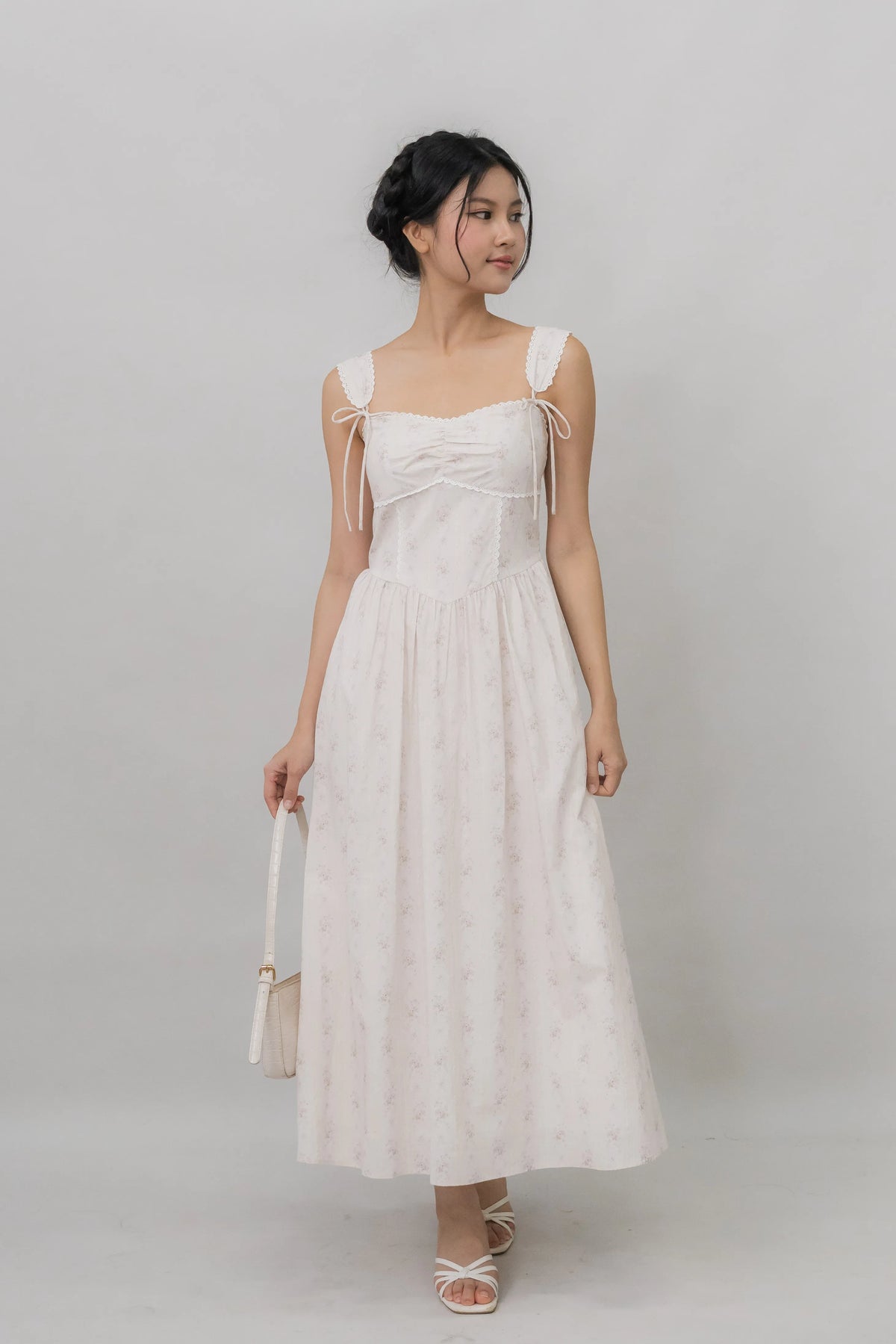 Elora Ribbon Tie Padded Maxi Dress