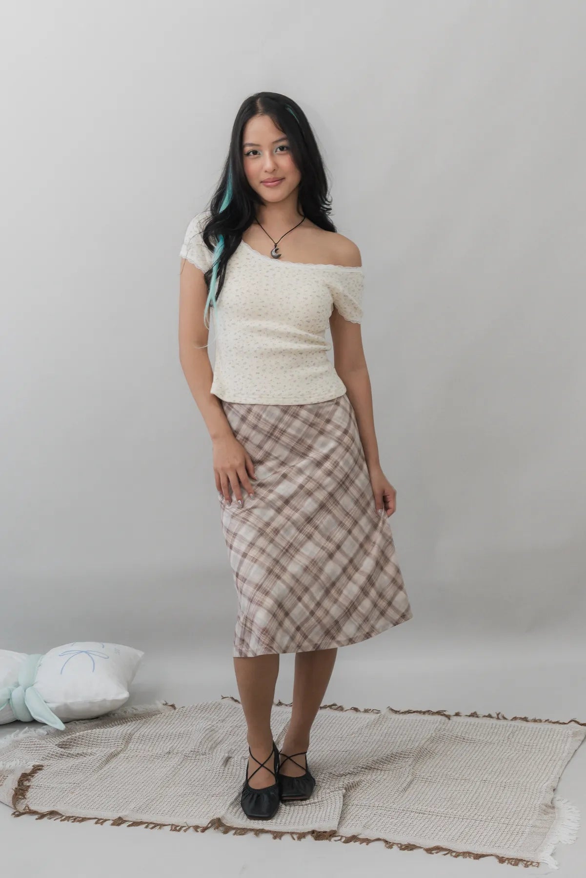 Valerie Pointelle Off Shoulder Short Sleeve Top