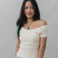 Valerie Pointelle Off Shoulder Short Sleeve Top
