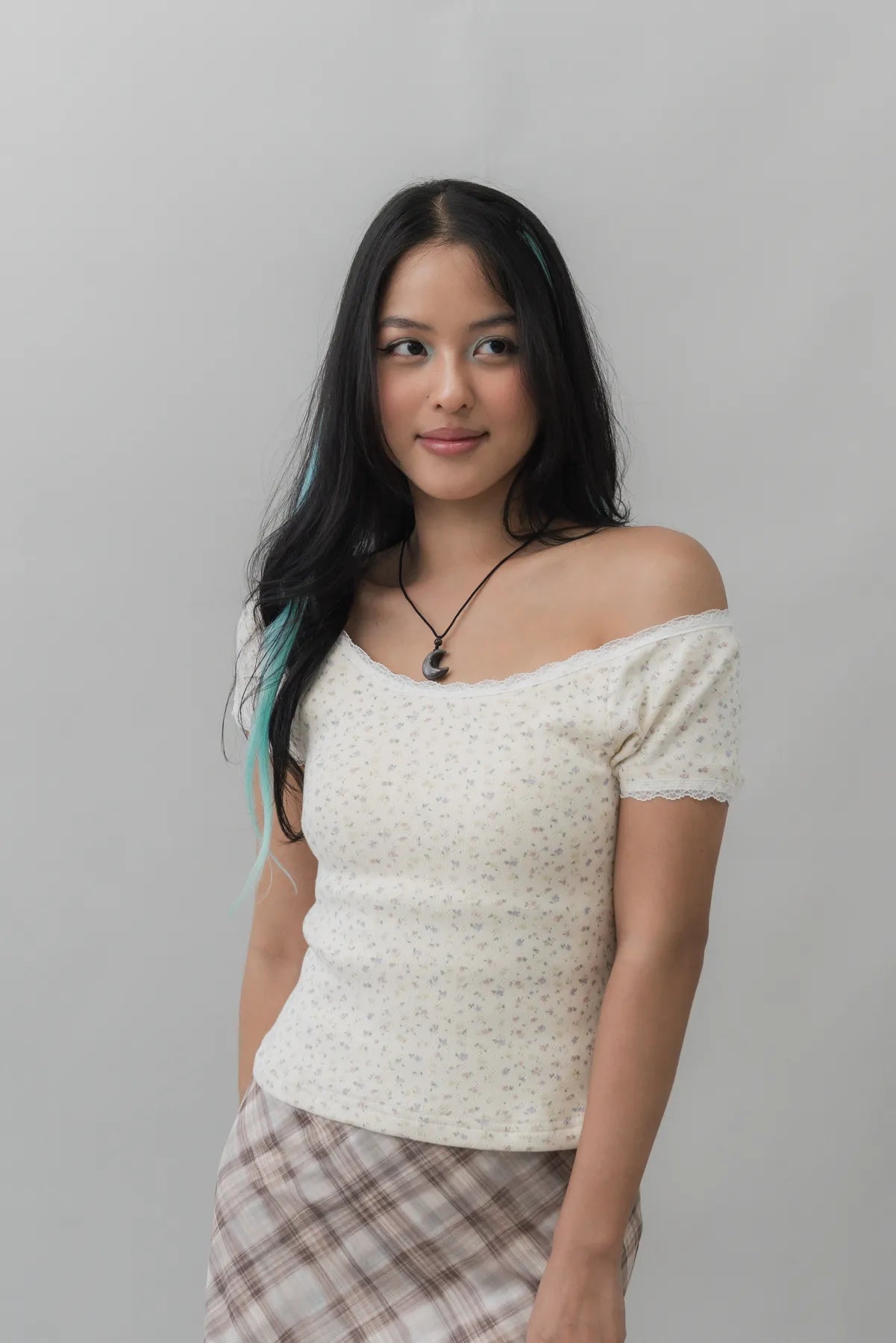 Valerie Pointelle Off Shoulder Short Sleeve Top