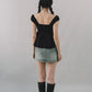 Polly Contrast Trim Padded Sleeved Top