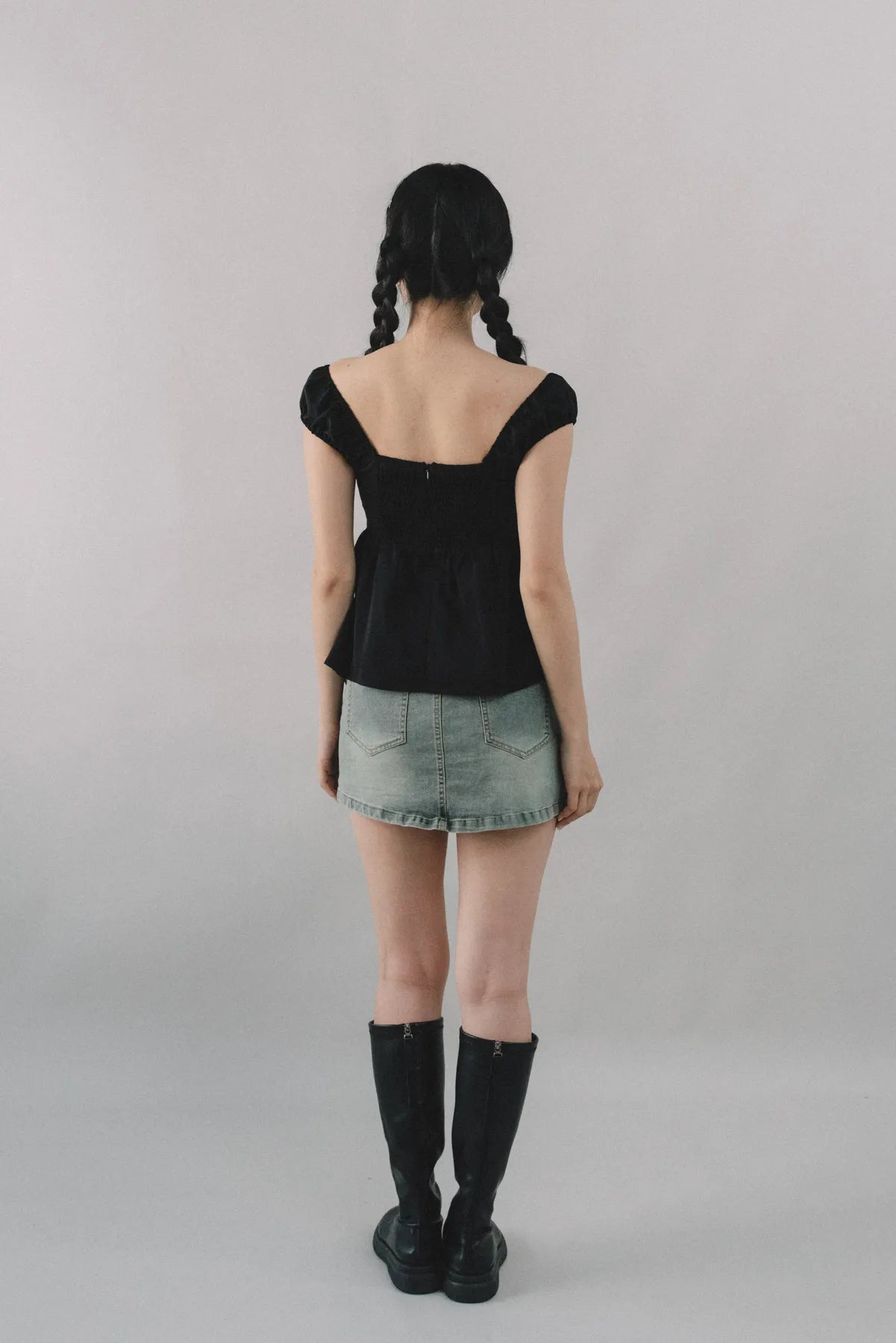 Polly Contrast Trim Padded Sleeved Top