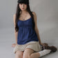 Sydney Scallop Trim Padded Button Tank Top