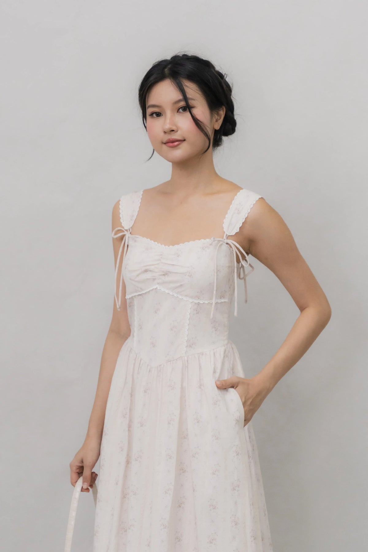 Elora Ribbon Tie Padded Maxi Dress