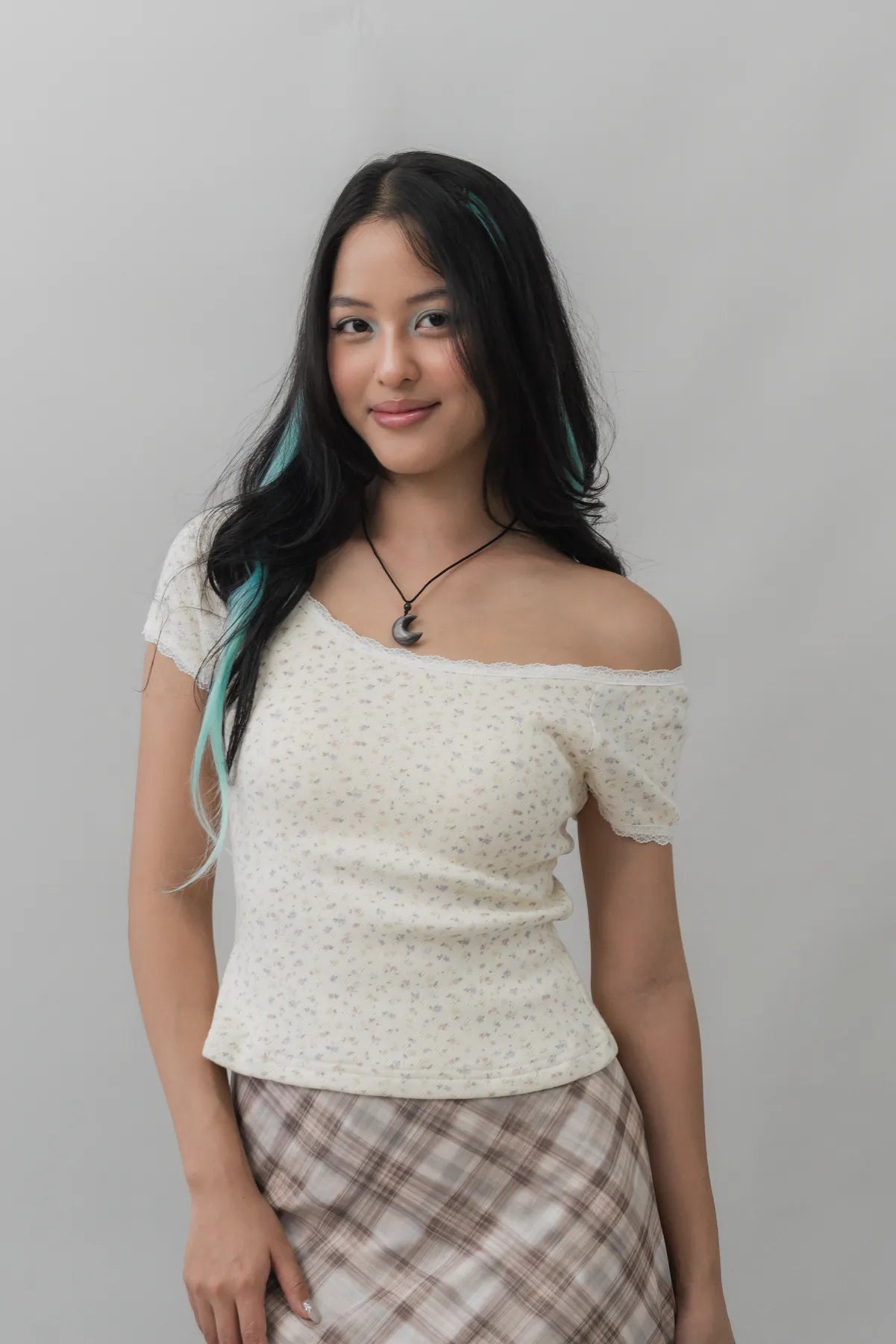 Valerie Pointelle Off Shoulder Short Sleeve Top