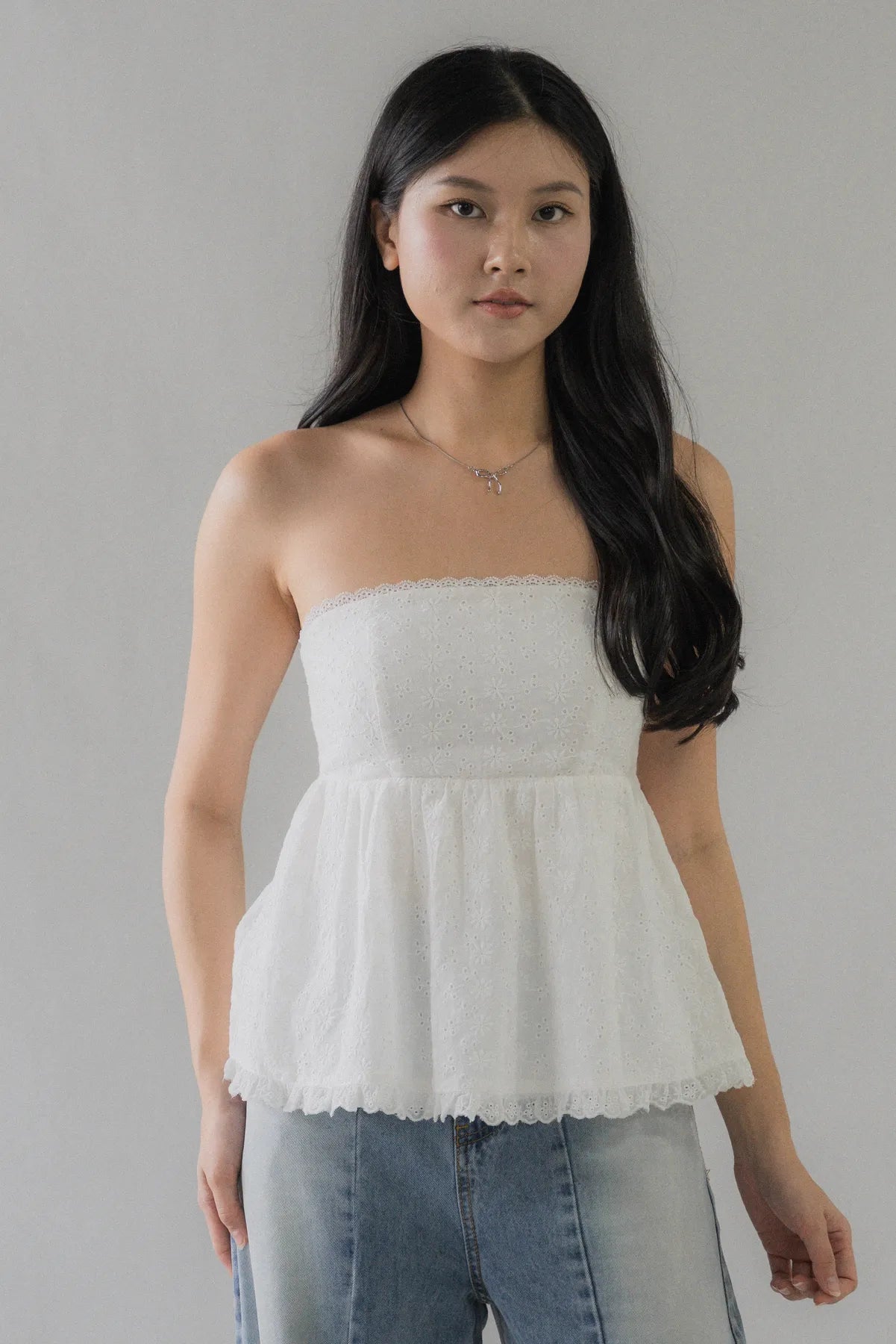 Jolyn Eyelet Babydoll Padded Top