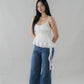 Danica Distressed Padded Longline Frills Top