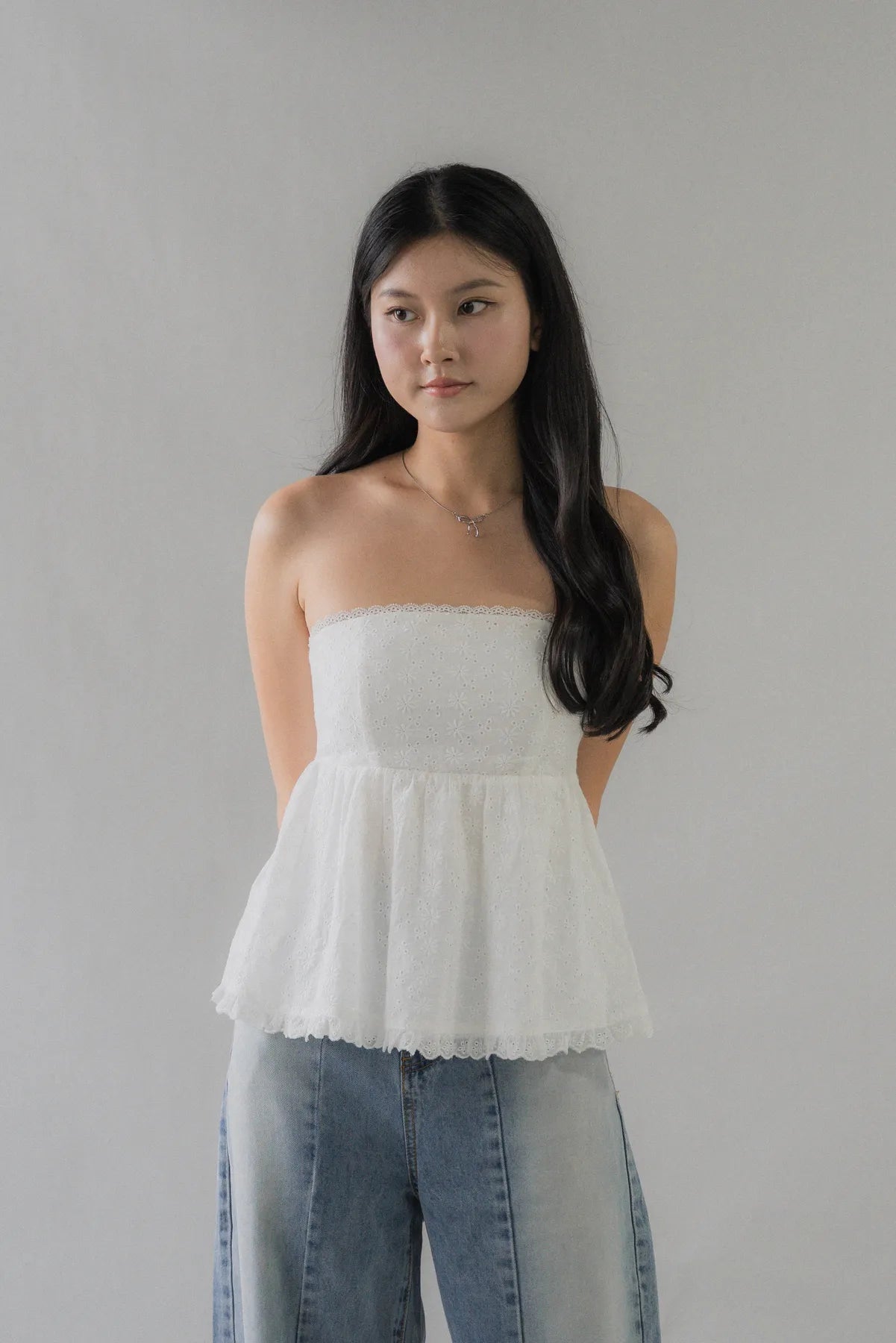 Jolyn Eyelet Babydoll Padded Top