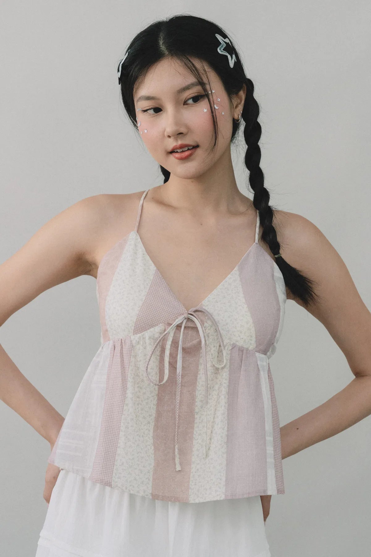 Peony Patchwork Babydoll Padded Top