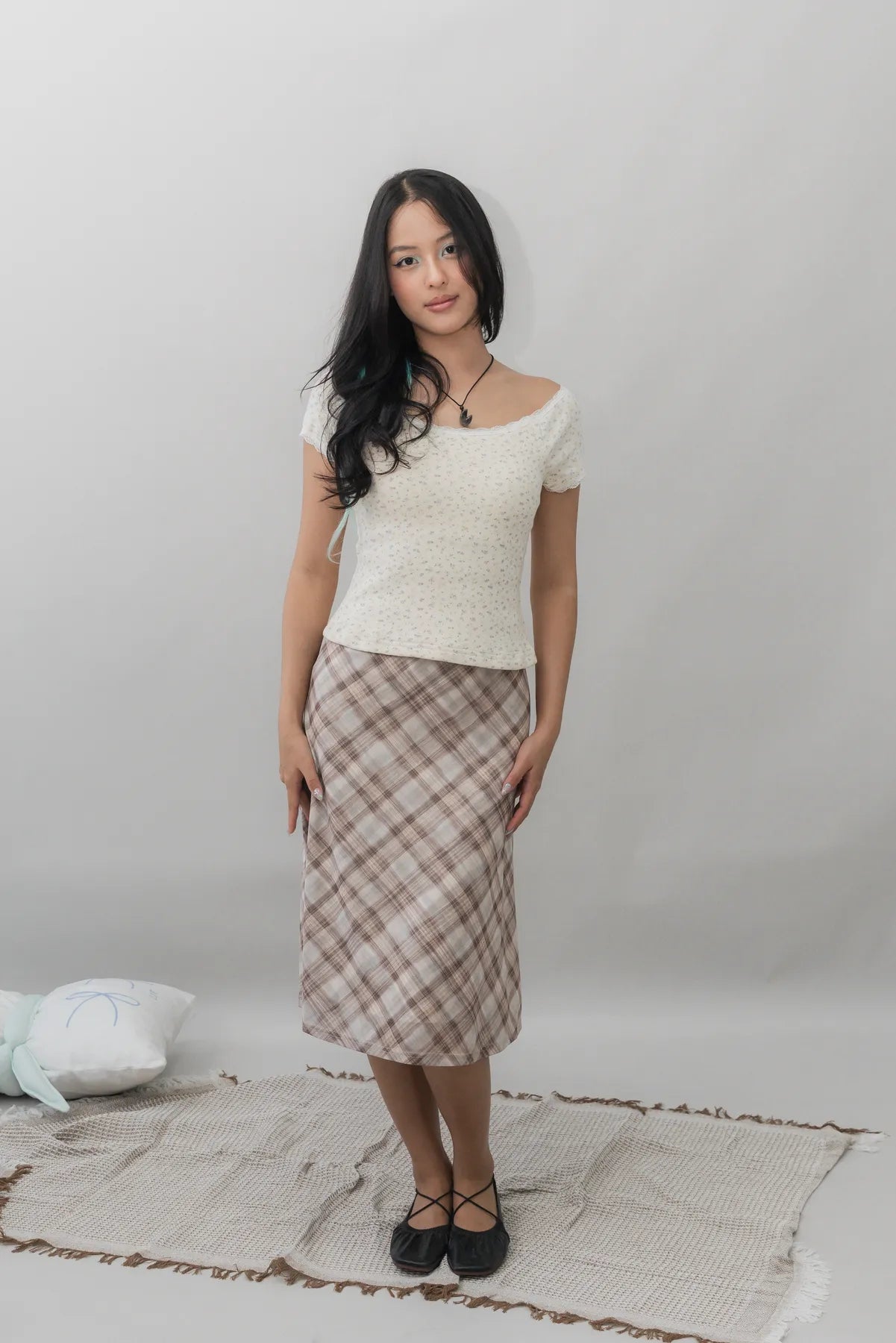 Valerie Pointelle Off Shoulder Short Sleeve Top