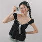 Polly Contrast Trim Padded Sleeved Top