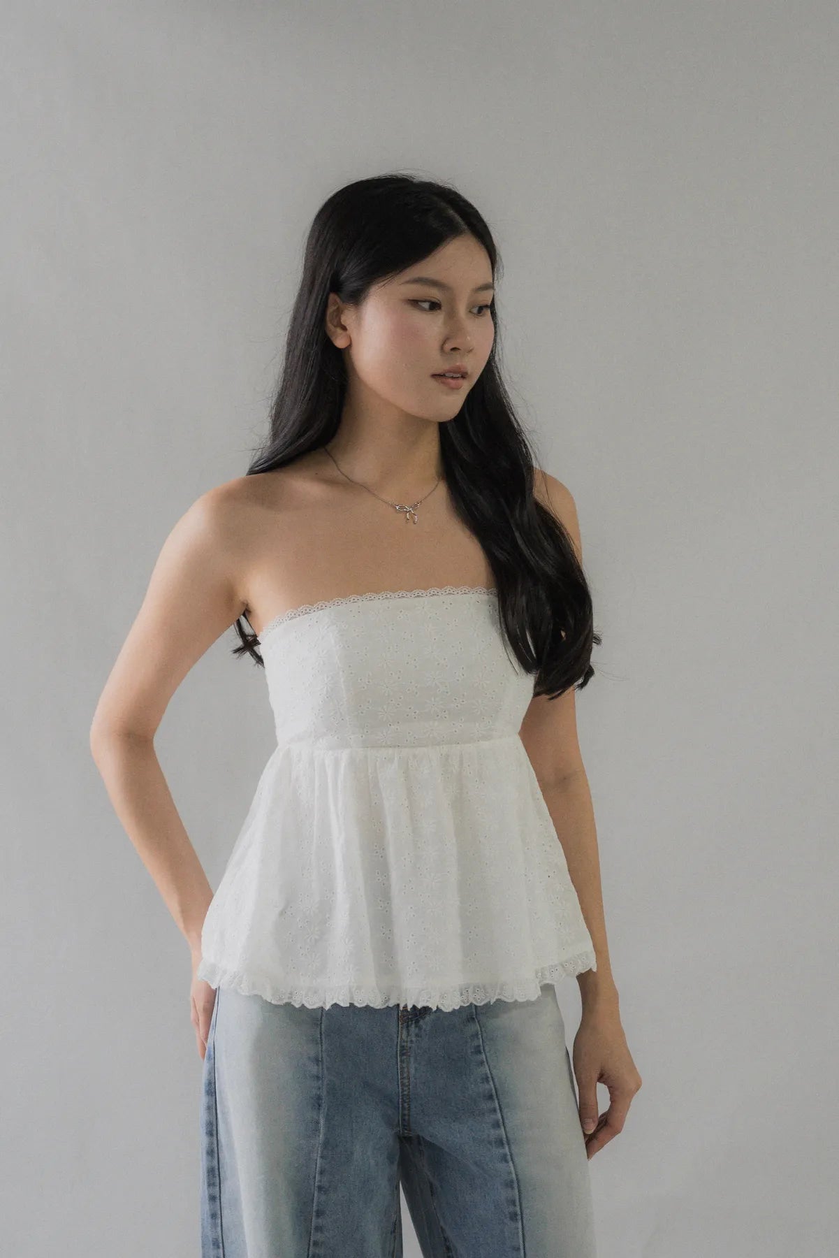 Jolyn Eyelet Babydoll Padded Top