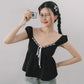 Polly Contrast Trim Padded Sleeved Top
