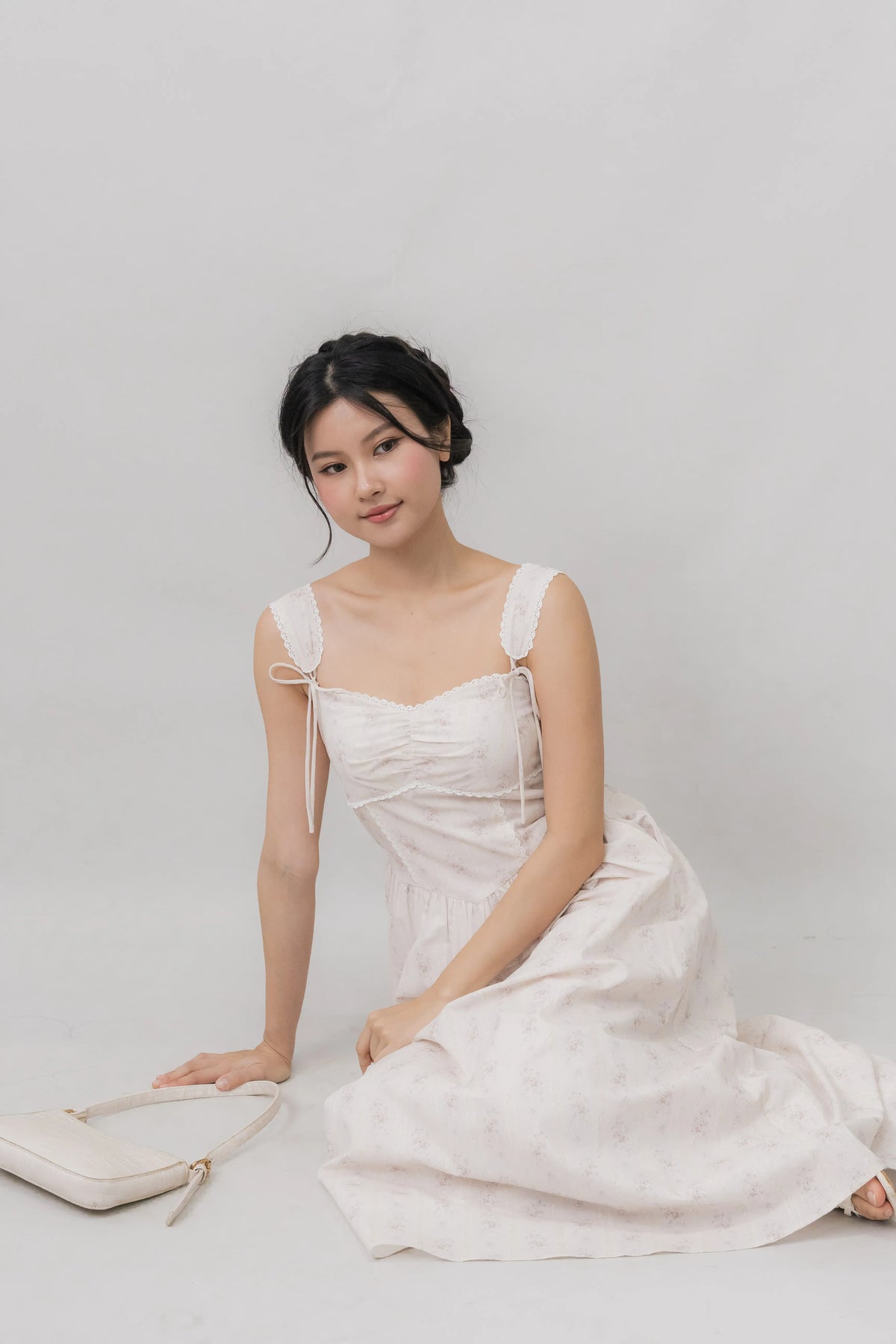 Elora Ribbon Tie Padded Maxi Dress